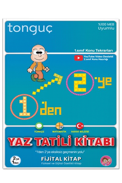 1'den 2'ye Hazırlık Kitabı -  Tekrar Eğitimi ve Ön Hazırlık - Tonguç Yayınları