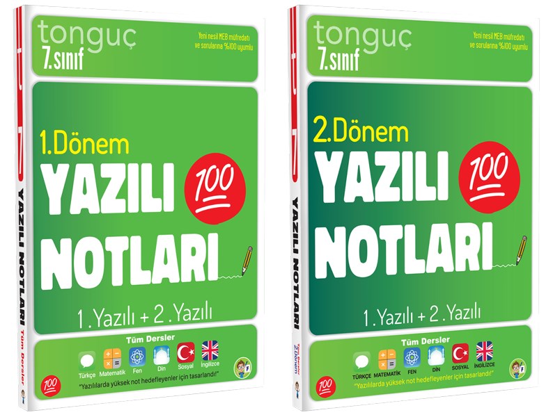 7. Sınıf Yazılı Notları  1. Dönem Ve 2. Dönem 1 Ve 2. Yazılı  Tonguç Yayınları