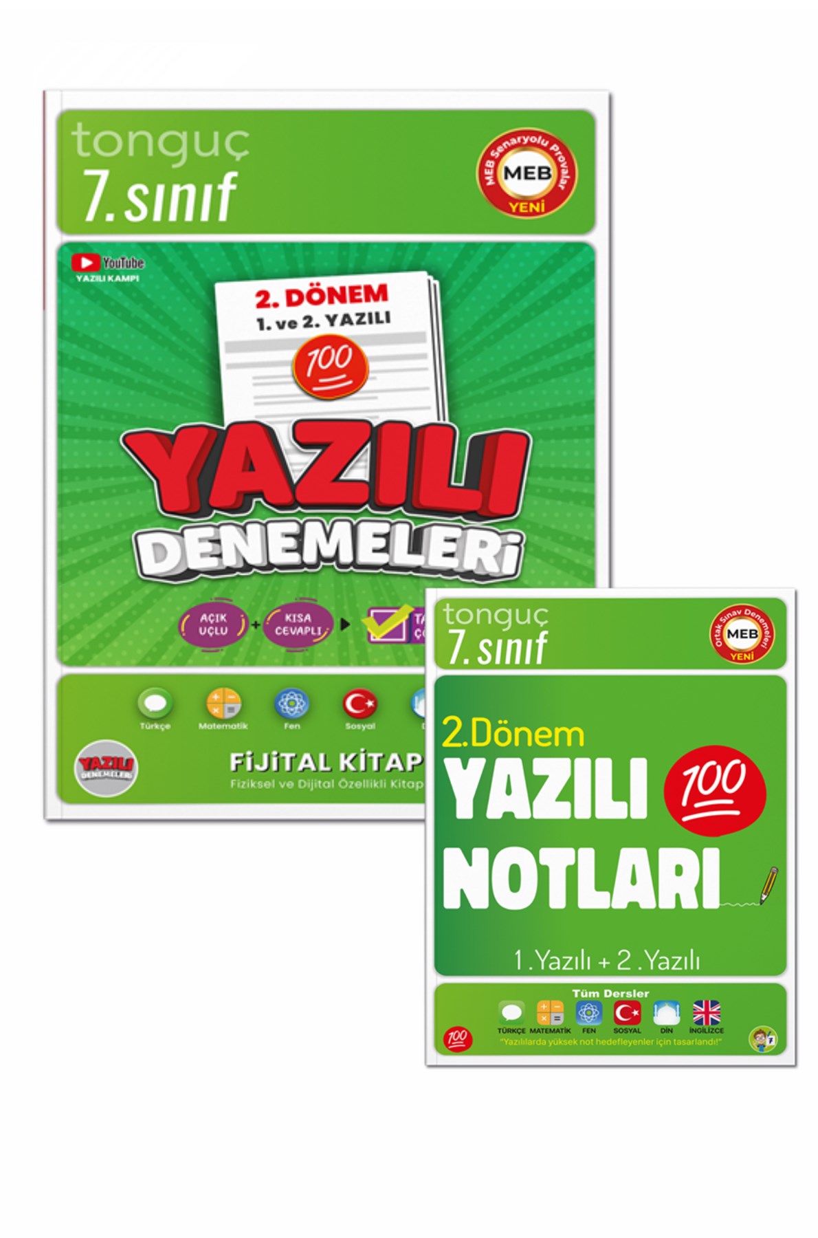7. Sınıf Yazılı Notları Ve Denemeleri 2. Dönem 1 Ve 2. Yazılı 2 Ki̇tap  Tonguç Yayınları