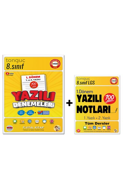 8. Sınıf 1. Dönem Yazılı Denemeleri Ve Yazılı Notları  Tonguç Yayınları