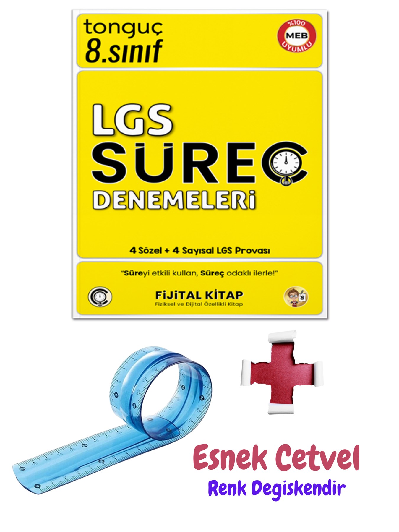 8. Sınıf LGS Süreç Denemeleri 4 Sözel 4 Sayısal Deneme + Esnek Cetvel - Tonguç Yayınları