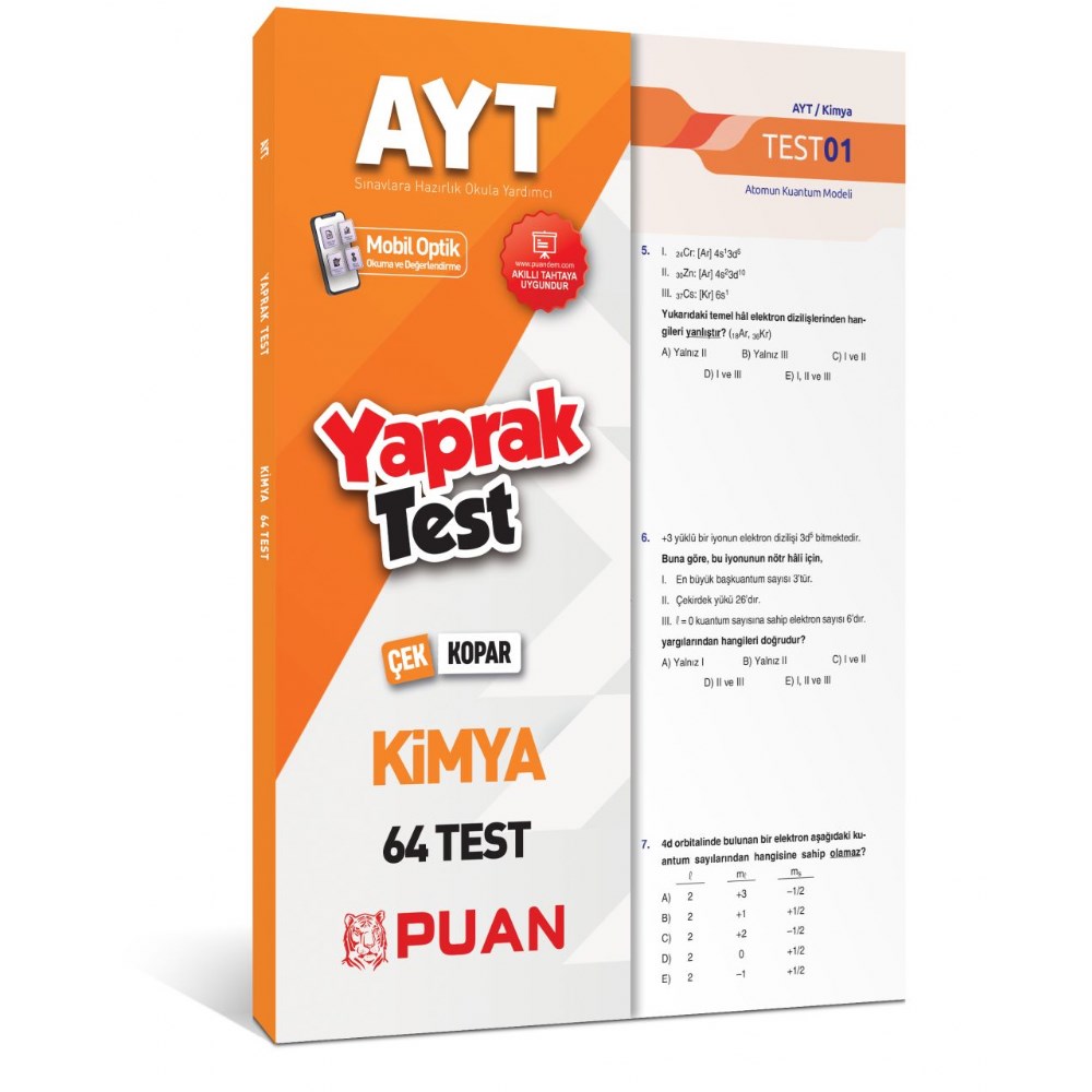 AYT Kimya Çek Kopar 64 Yaprak Test - Puan Yayınları