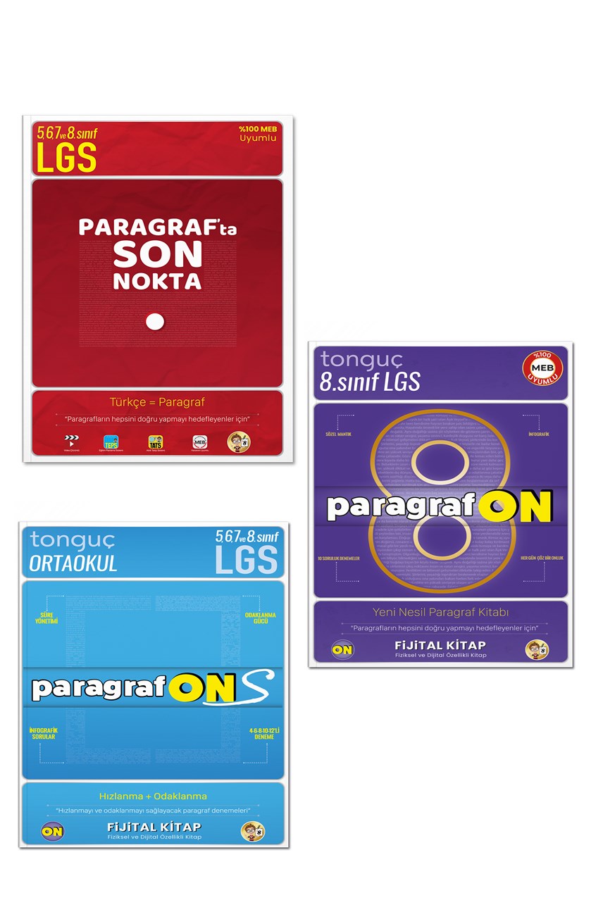 ParagrafON + ParagrafONS + Paragrafta Son Nokta - LGS Paragraf Soru Bankası Seti- Tonguç Akademi