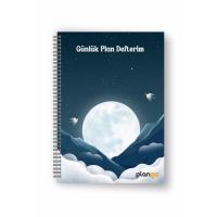 Ay ve Bulutlar Spiralli Günlük Planlama Defteri - 100 Sayfa - 17x24 Planlayıcı Defter