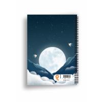 Ay ve Bulutlar Spiralli Günlük Planlama Defteri - 100 Sayfa - 17x24 Planlayıcı Defter