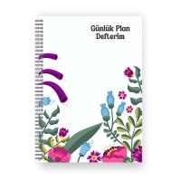 Çiçek Bahçesi Günlük Planlayıcı Defter - Daily Planner - Ders Çalışma Planlayıcı Defteri - Planlama