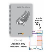 Gri Kelebek Spiralli Günlük Planlama Defteri - 100 Sayfa - 17x24 Planlayıcı Defter