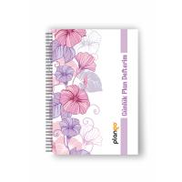 Mor Çiçekler Spiralli Günlük Planlama Defteri - 100 Sayfa - 17x24 Planlayıcı Defter