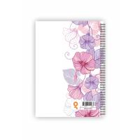 Mor Çiçekler Spiralli Günlük Planlama Defteri - 100 Sayfa - 17x24 Planlayıcı Defter