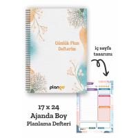 Suluboya Çiçek Spiralli Günlük Planlama Defteri - 100 Sayfa - 17x24 Planlayıcı Defter